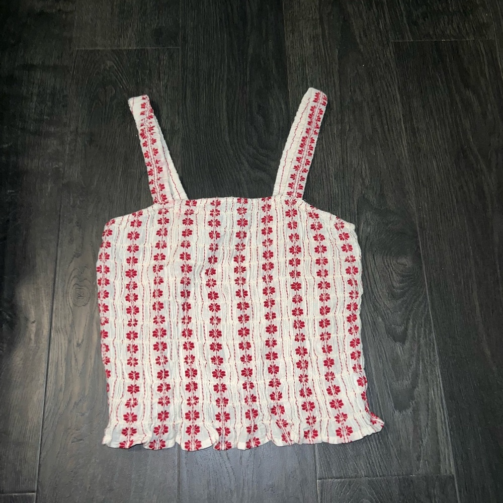 American eagle cream and pink (almost magenta) cropped tank top size small.